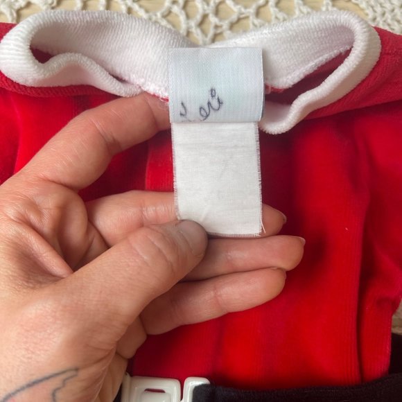 Vintage 1990s Little Me Baby Boy 6-9 Months Red Santa Claus Footie Sleeper - Picture 3 of 4